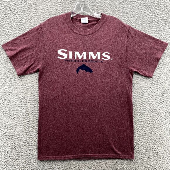 Port Company Simms T-Shirt Men Small Red Core Cotton Fishing Performance Outdoor - Picture 2 of 9